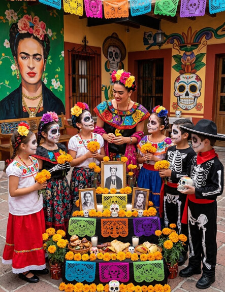 copertina di Dia de los muertos con Frida Kahlo