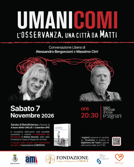 La locandina della serata benefica "Umanicomi" con Bergonzoni e Cirri